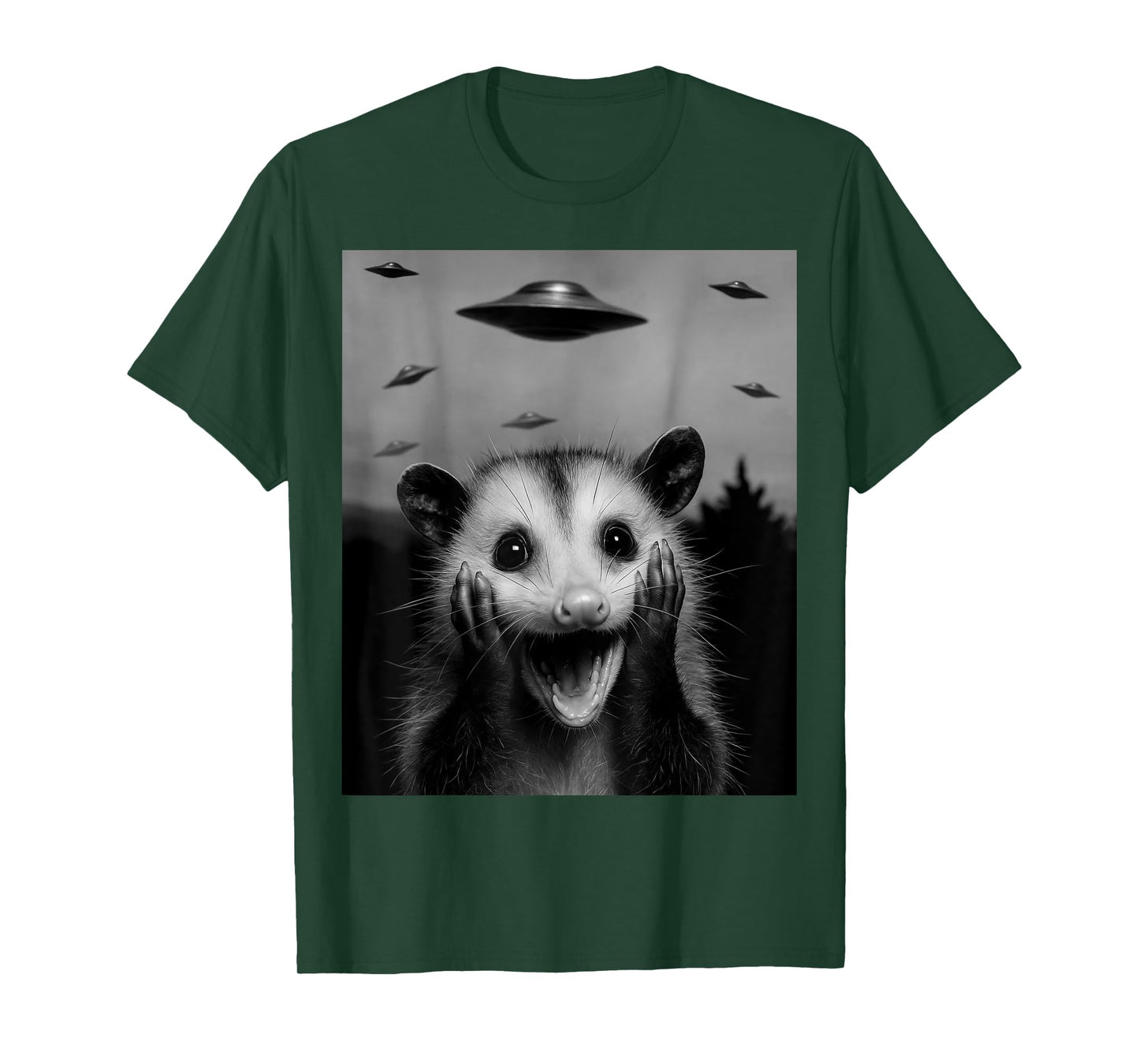 Opossum Selfie With Alien UFO Funny Gifts For Men Women Kid T-Shirt
