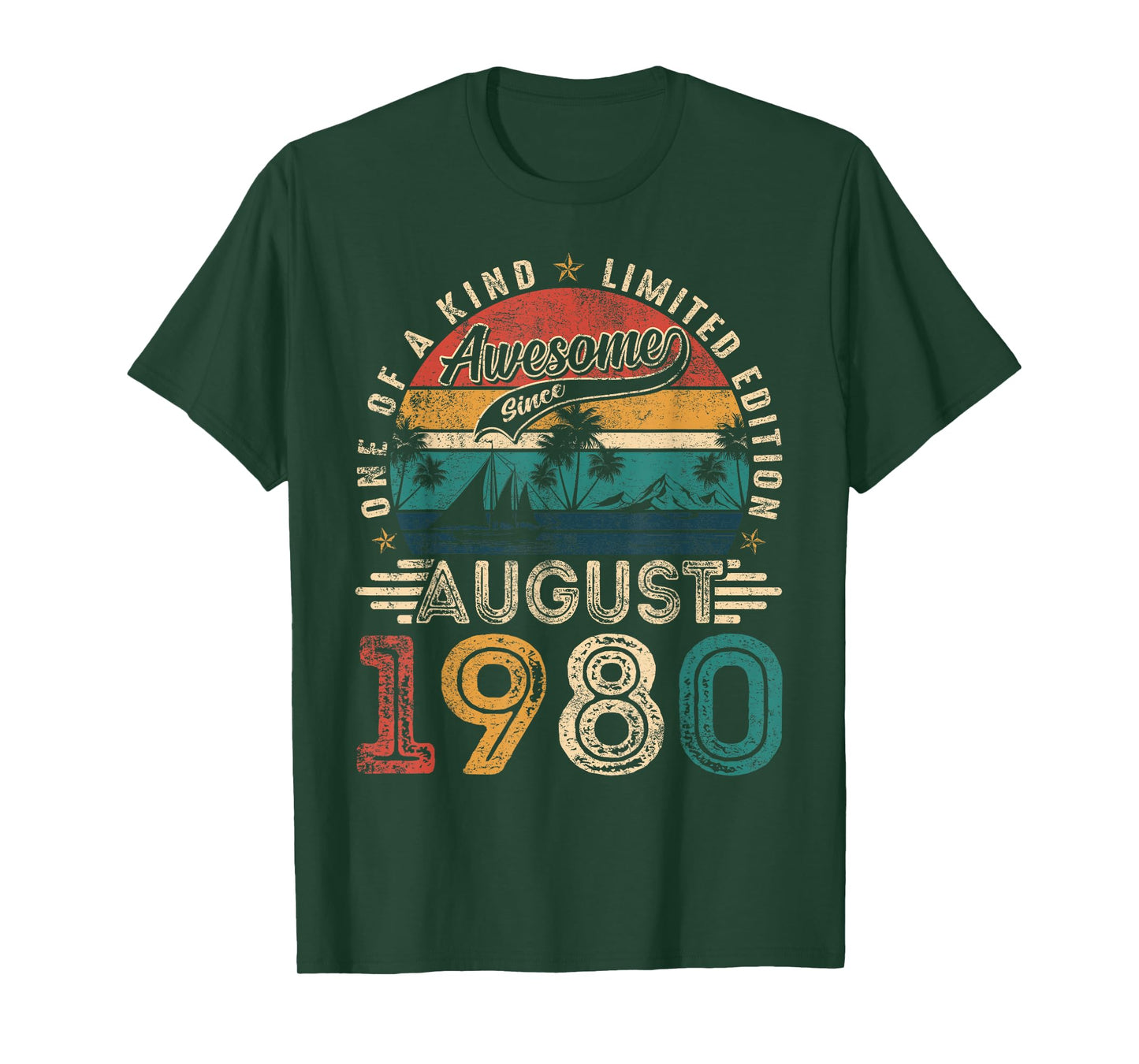 Awesome Since August 1980 Vintage Retro 45th Birthday Men T-Shirt