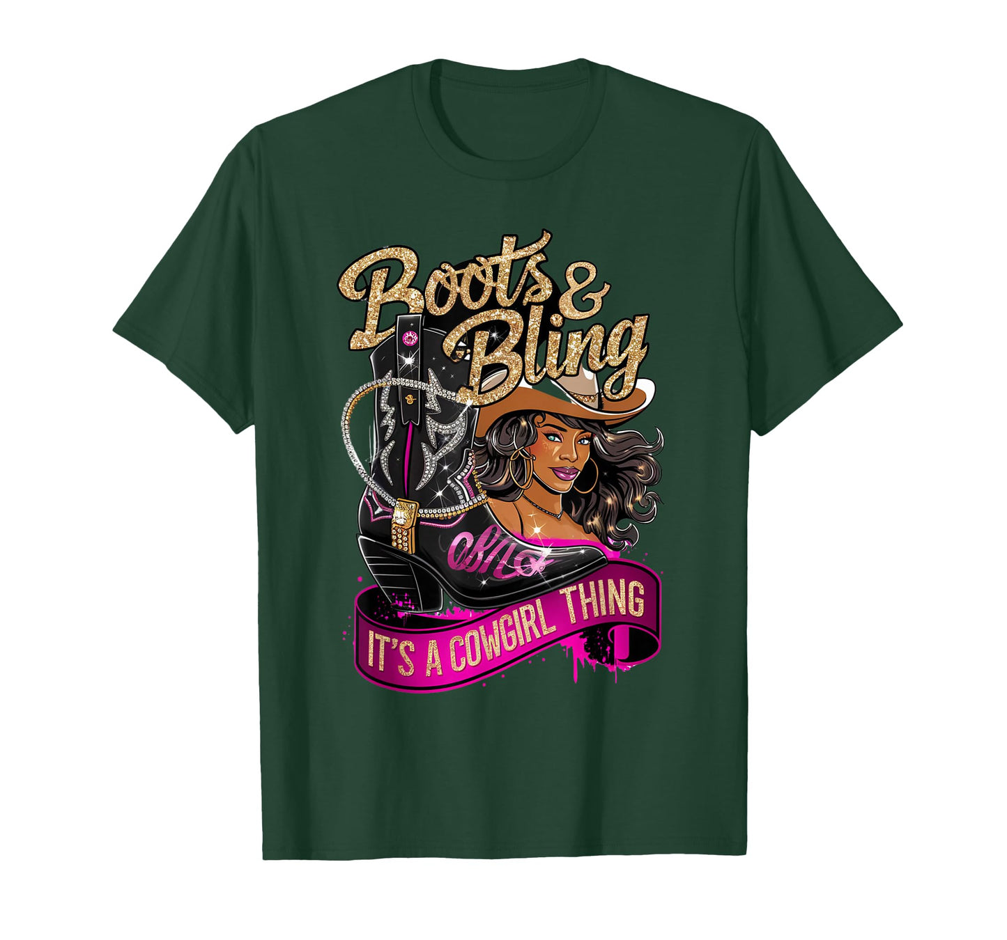 Boots And Bling It's A Cowgirl Thing Rodeo Melanin T-Shirt