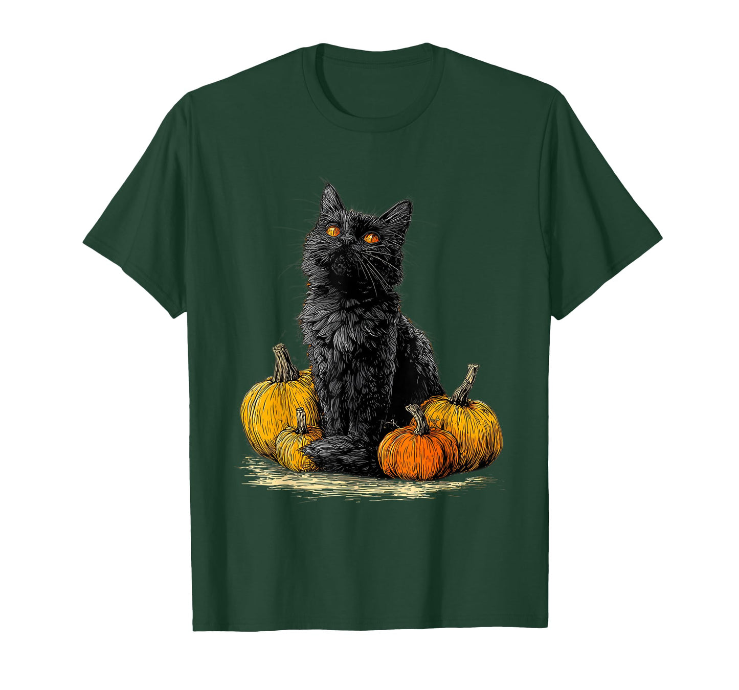 Black Cat Funny Halloween Pumpkin Cat Lover Cat Mom Dad T-Shirt
