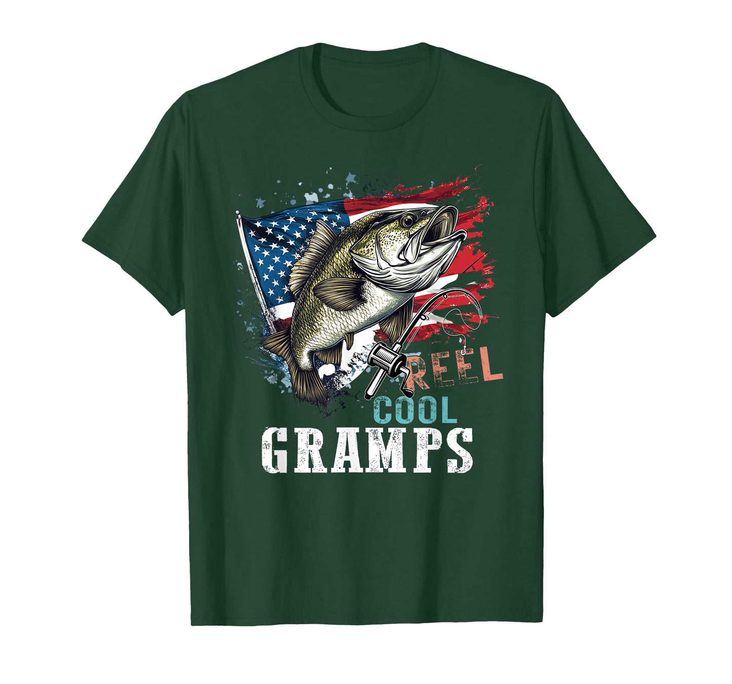 Reel Cool Gramps Camouflage American Flag Father's Day T-Shirt