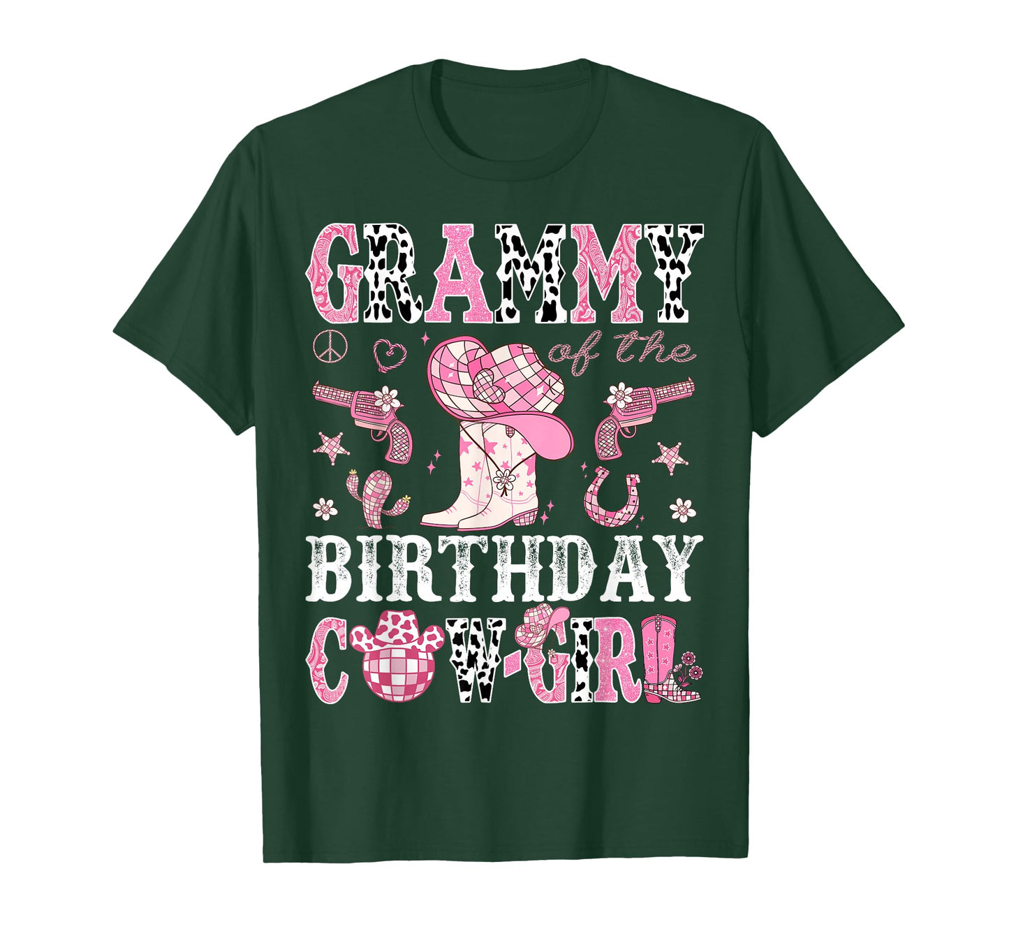 Grammy Of The Birthday Cow-Girl Pink Disco Rodeo Western T-Shirt