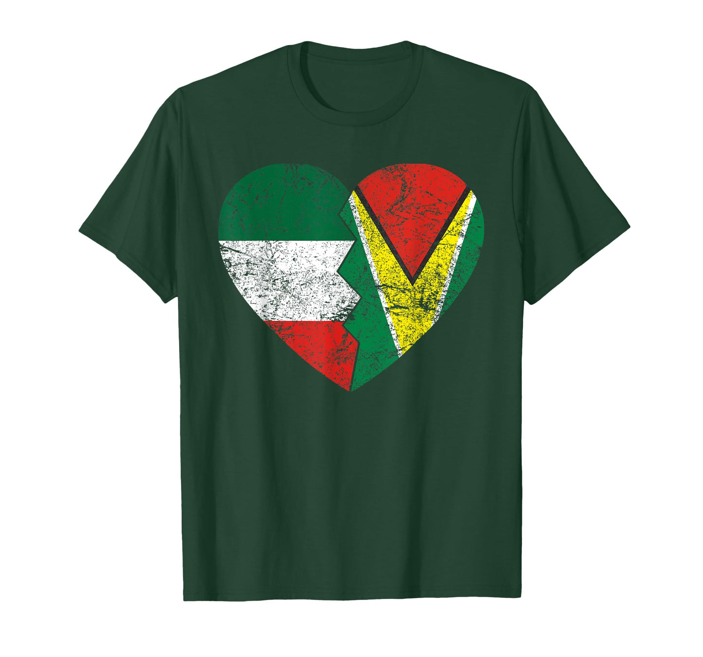Guyanese Italian Flags Heart | Italy Guyana Roots Vintage T-Shirt