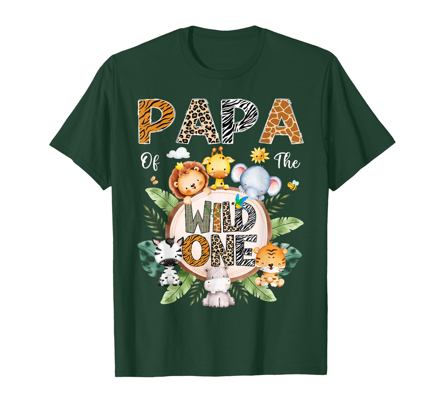 Papa Of The Wild One First Birthday Safari Jungle Animal T-Shirt