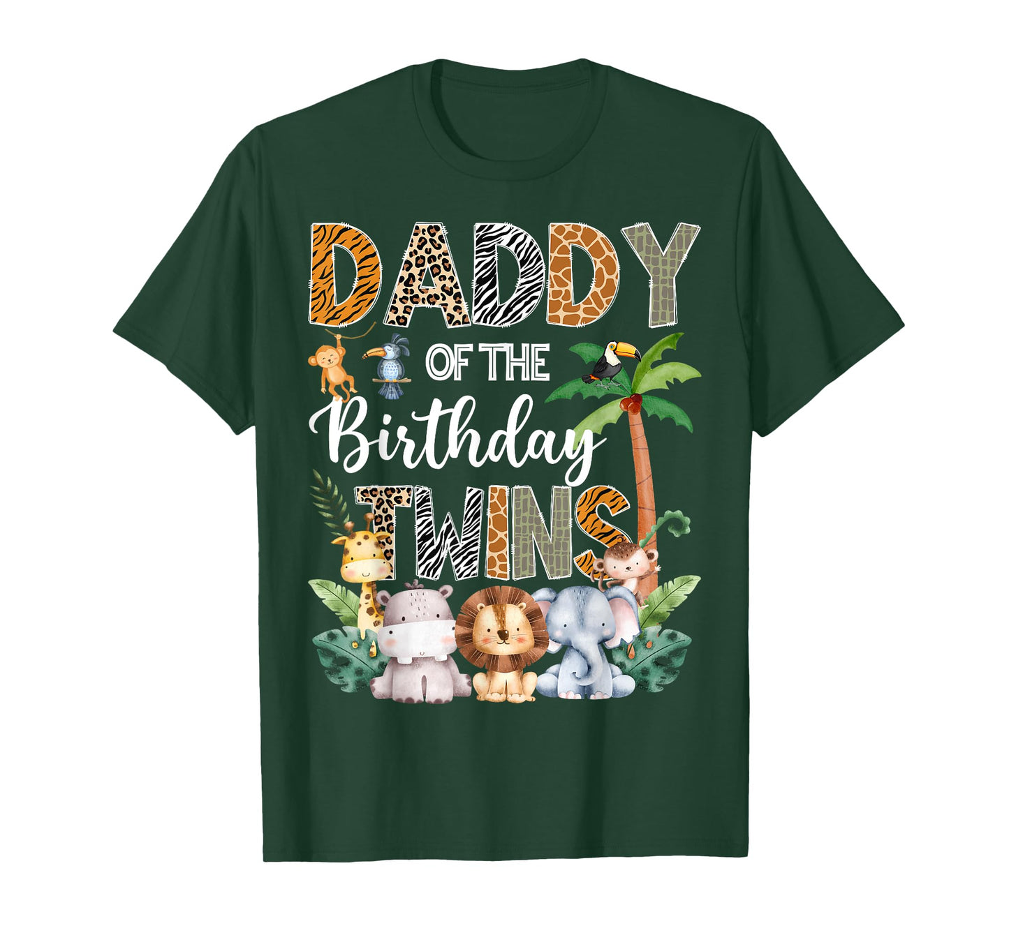 Daddy Of The Birthday Twins Safari Jungle Animal Lover T-Shirt