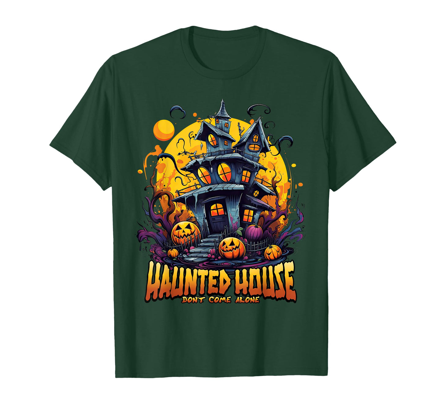 Haunted House Don't Come Alone - Scary Moonlit Pumpkins Kids T-Shirt