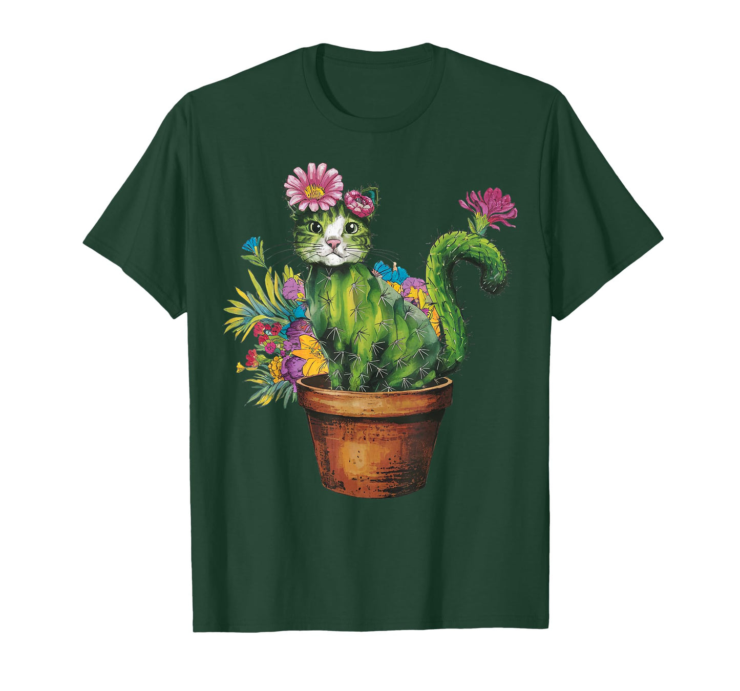 Cat Cactus Gardening Gifts For Cat Lover Cat Mom Cat Dad T-Shirt