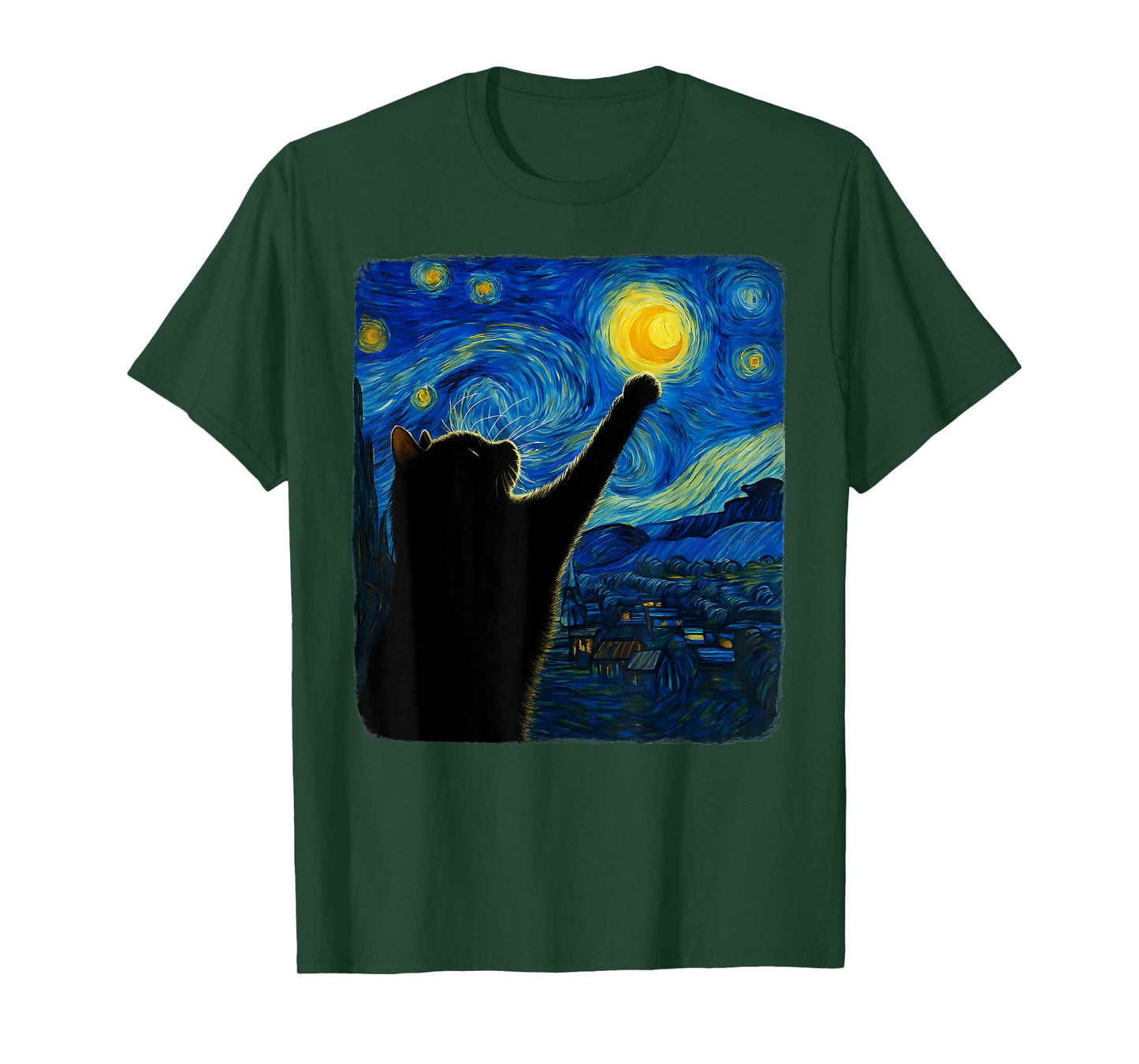 Starry Night Cat, Van Gogh Cat, Cat Lover, Cat Mom, Cat Dad T-Shirt