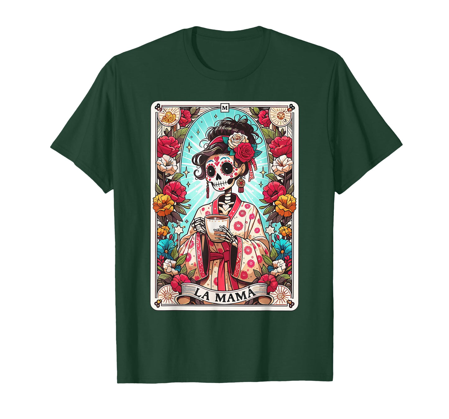 Funny La Mama Tarot Card Mexican Skeleton Mama Happy T-Shirt