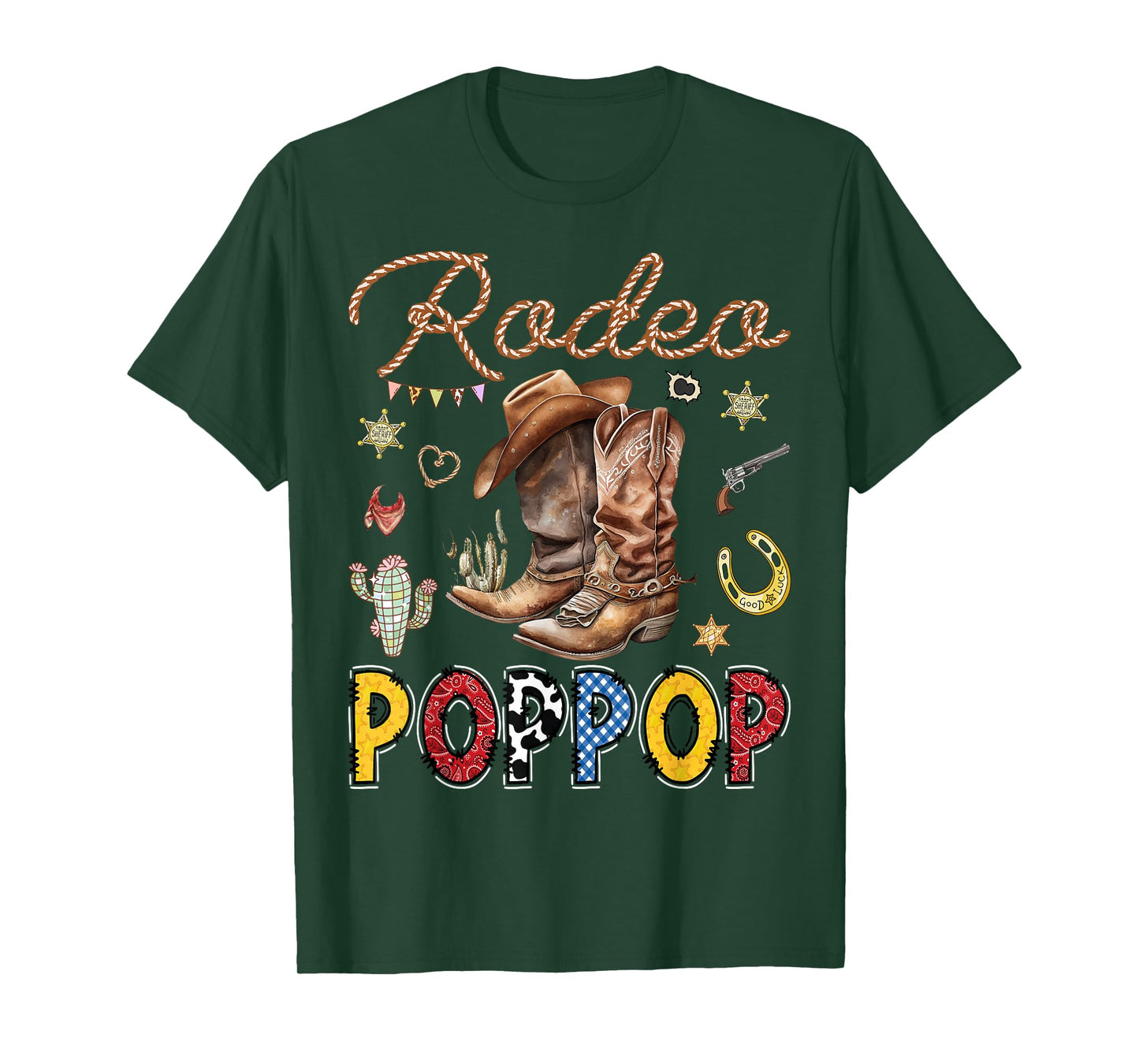 Rodeo PopPop Western Cowboy Birthday Matching Family T-Shirt