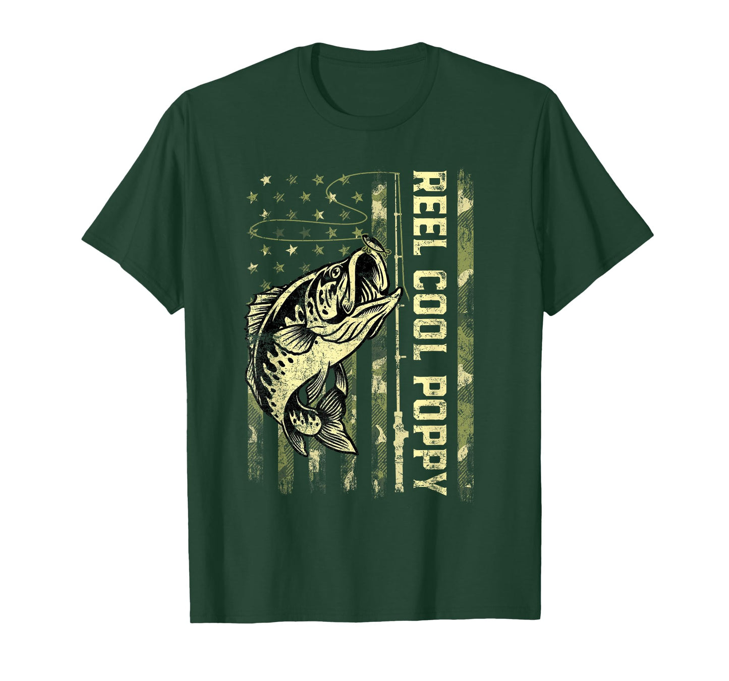Reel Cool Poppy Fisherman Camouflage Father's Day T-Shirt