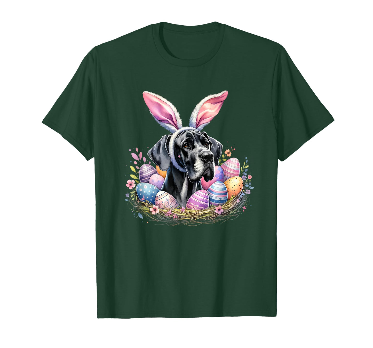 Great Dane Dog Bunny Ears Easter Day T-Shirt