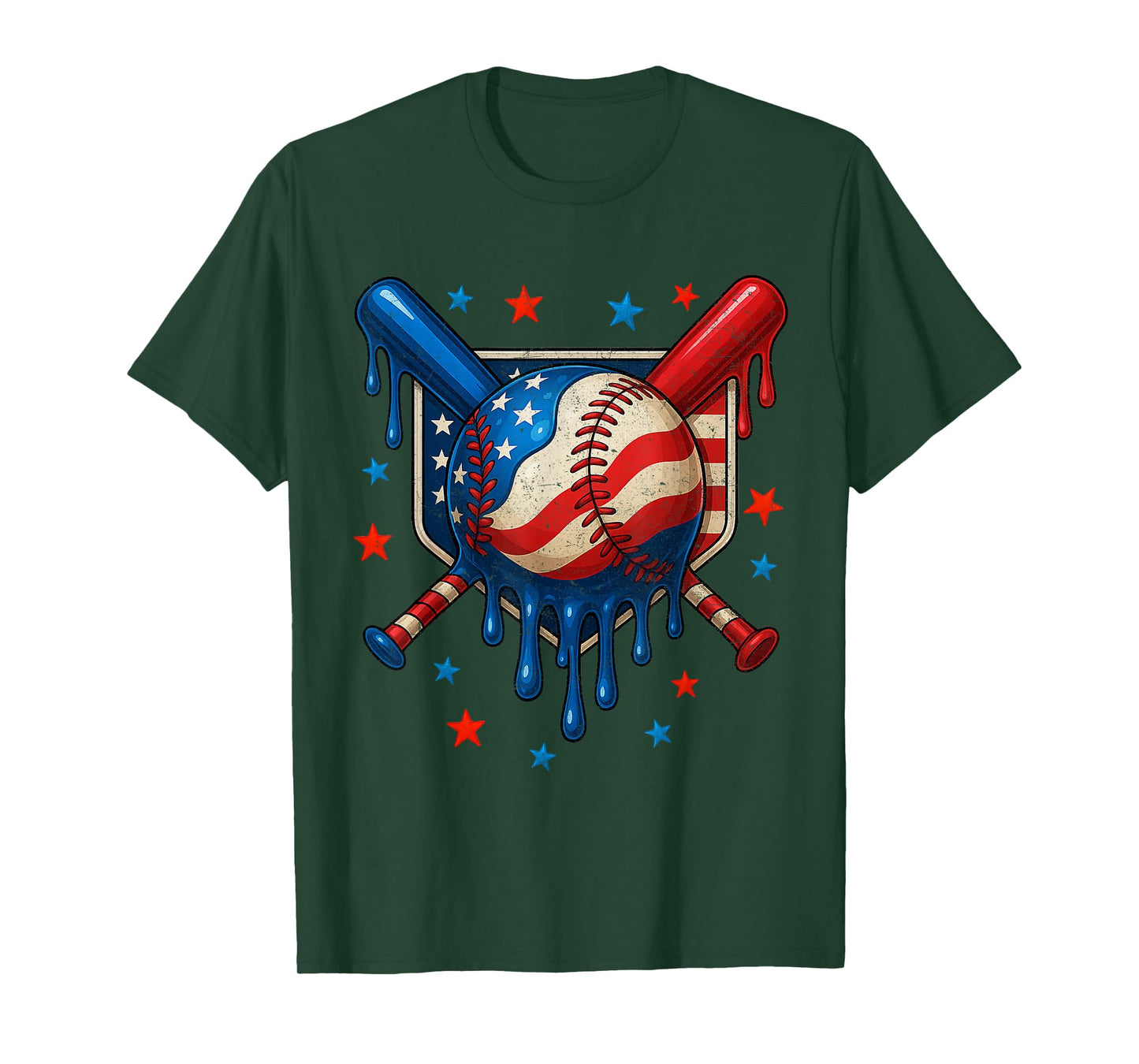 4th Of July Baseball Drip Patriotic American Flag Boys Mens T-Shirt