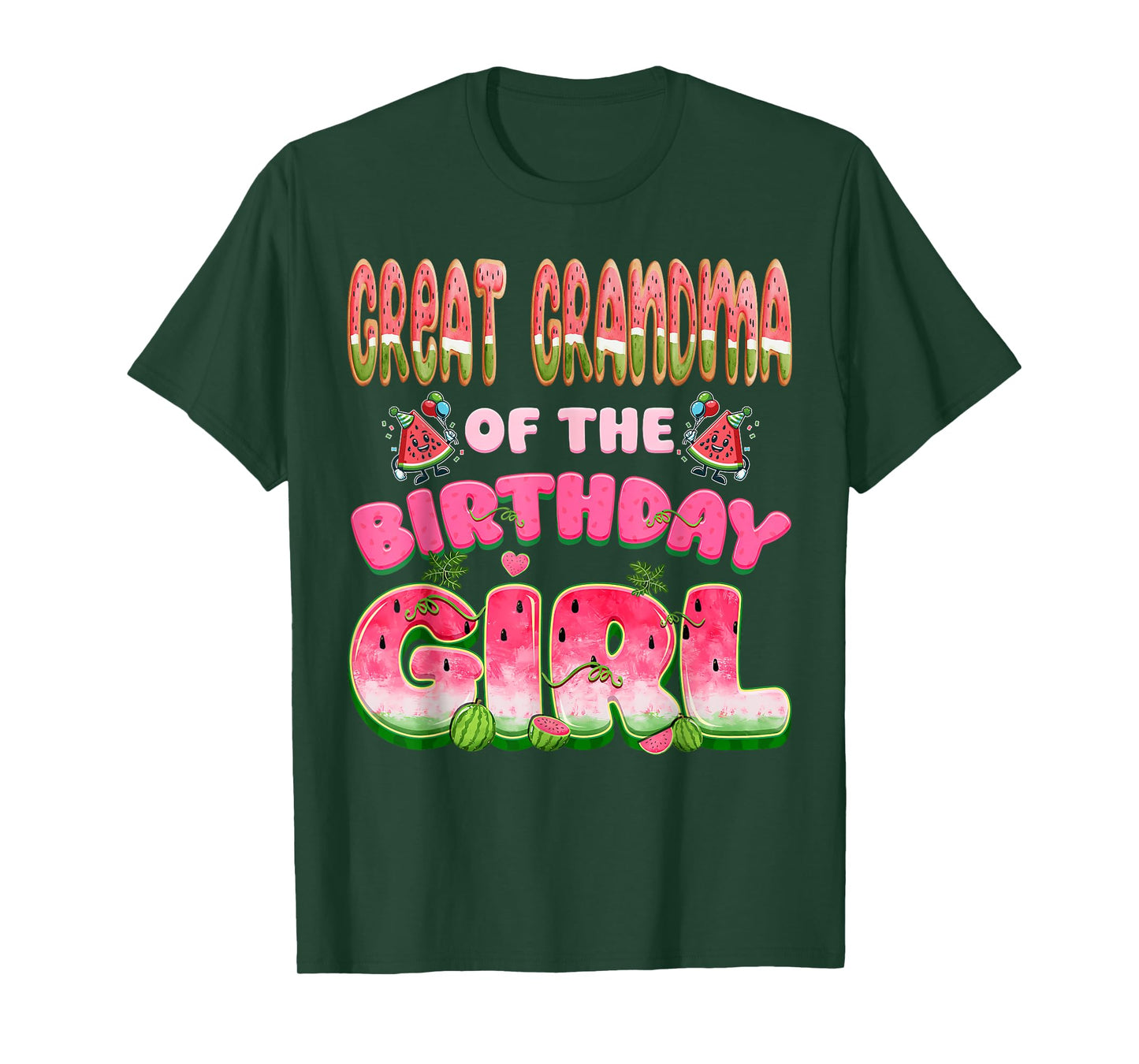 Great Grandma of The Birthday Girl One in A Melon Watermelon T-Shirt