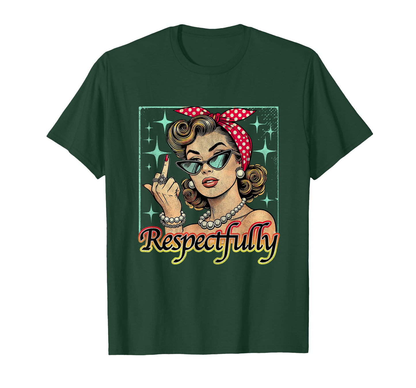 Funny Retro Vintage Respectfully Middle Finger Feminist T-Shirt