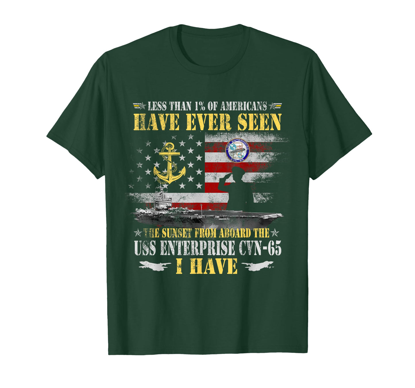 USS Enterprise CVN-65 Aircraft Carrier Veteran Vintage Flag T-Shirt
