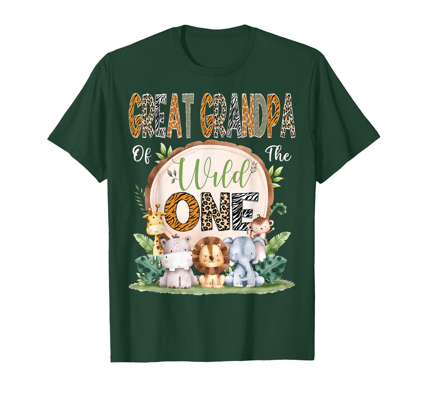 Great Grandpa Of The Wild One 1St Birthday Safari Woodland T-Shirt