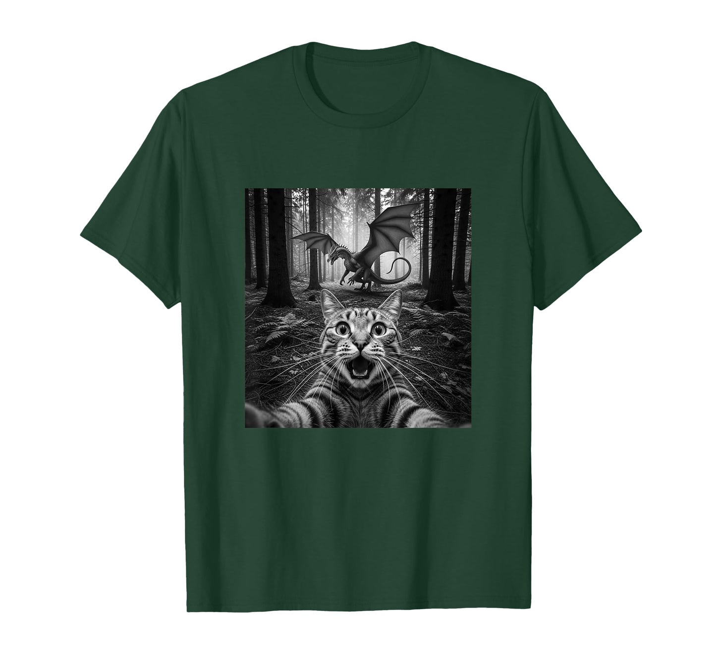 Funny Cat Selfie with Dragon for Men Women Kid T-Shirt
