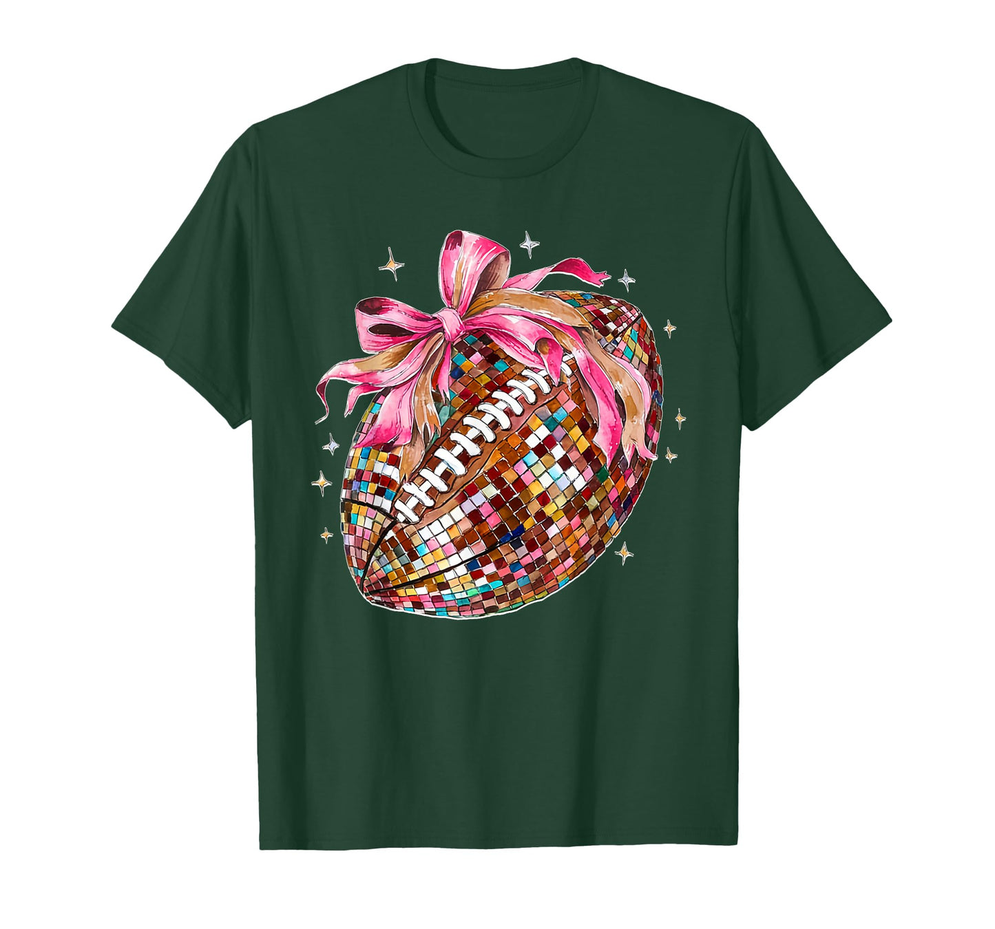 Coquette Bow Disco Funny Football Game Day Touchdown Season T-Shirt