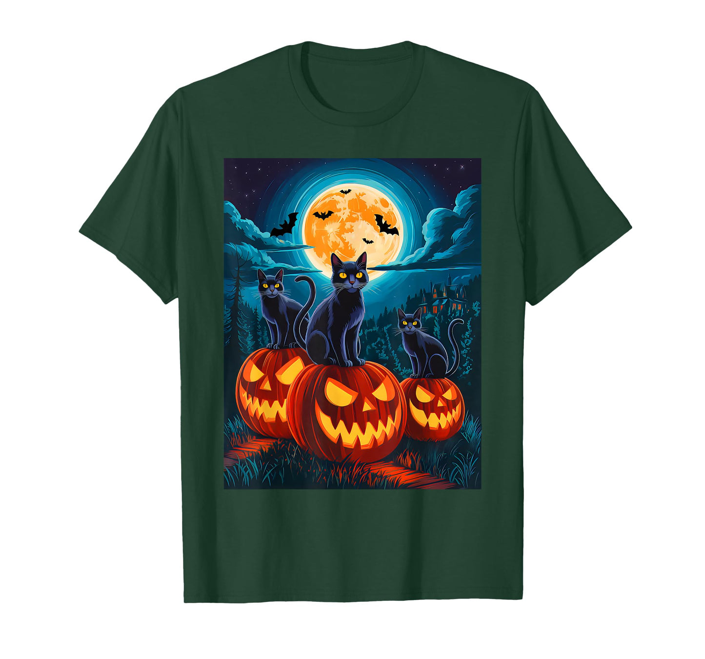 Retro Black Cat Halloween Fall Pumpkin Men Women Cat Lover T-Shirt