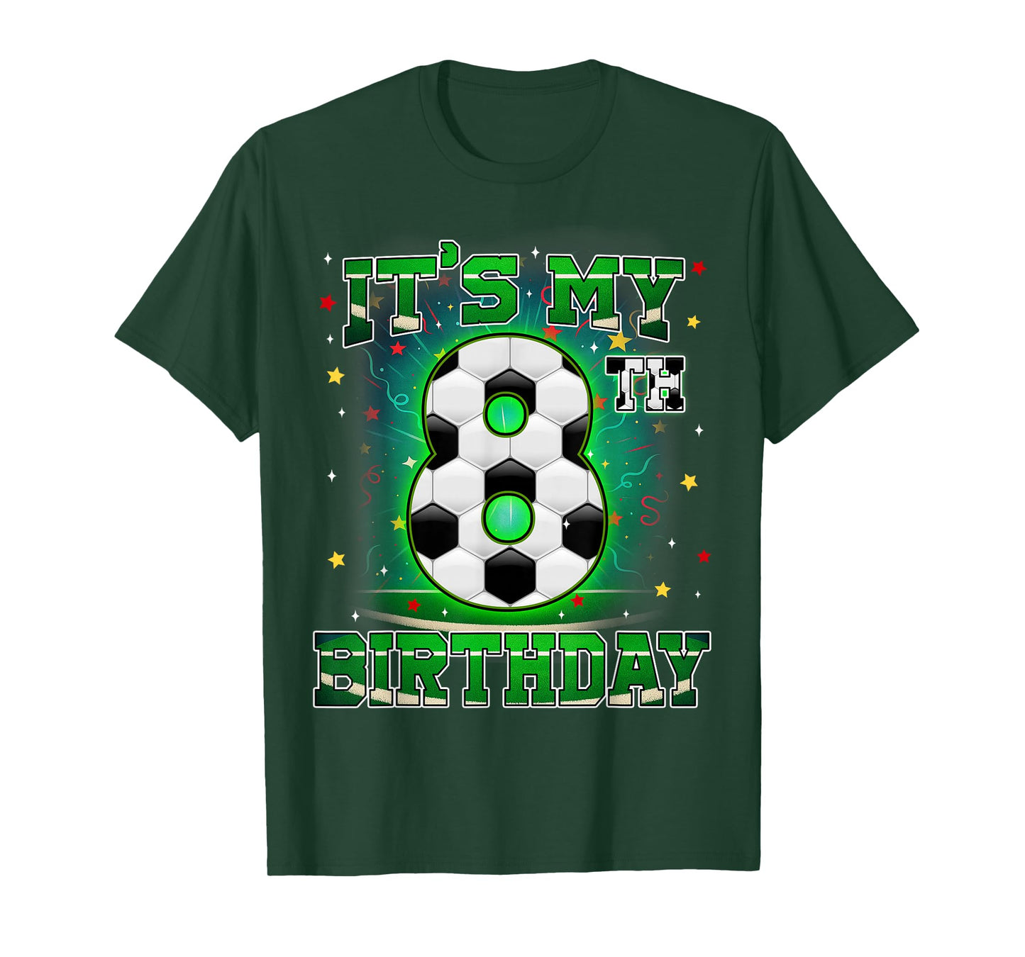 Its My 8th Birthday Boys Soccer 8 Years Old Party Matching T-Shirt