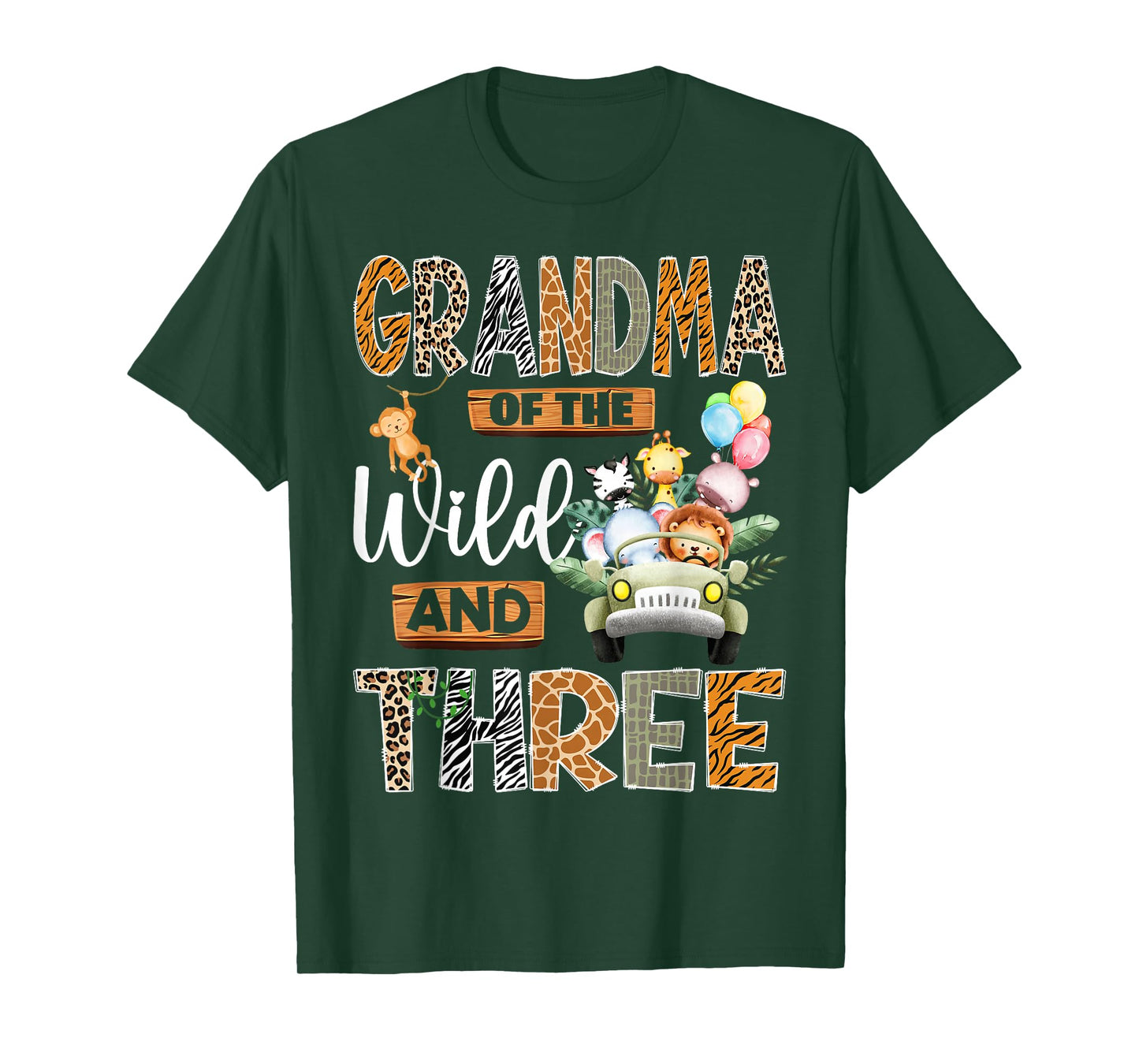 Grandma of The Wild and Three 3Rd Birthday Boy Safari Truck T-Shirt