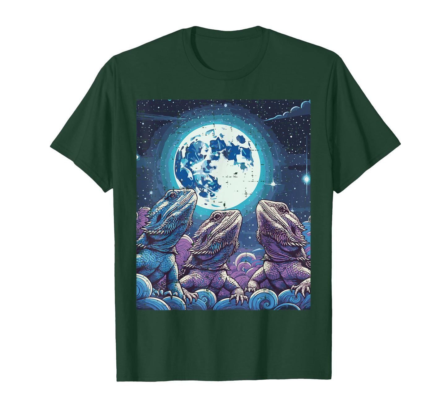 Bearded Dragon Moon Funny Beardie Lizard Meme Men Women Kids T-Shirt