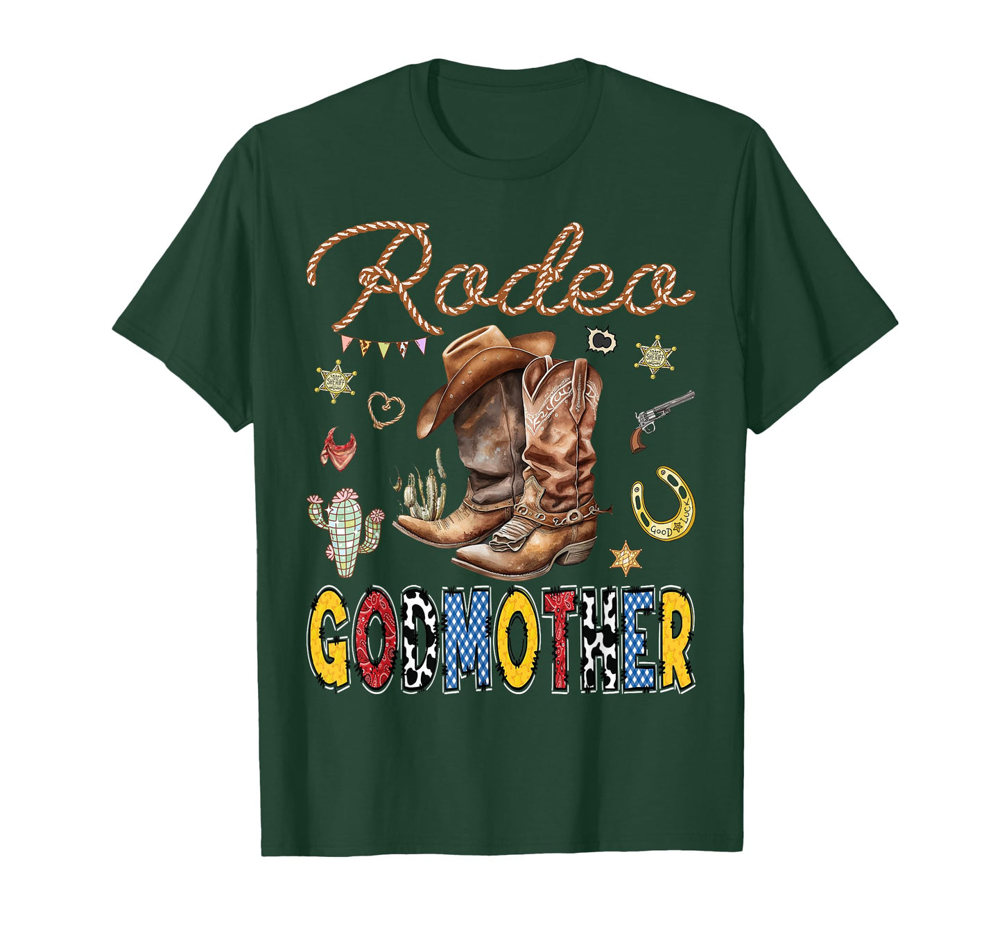Rodeo GodMother Western Cowboy Birthday Matching Family T-Shirt