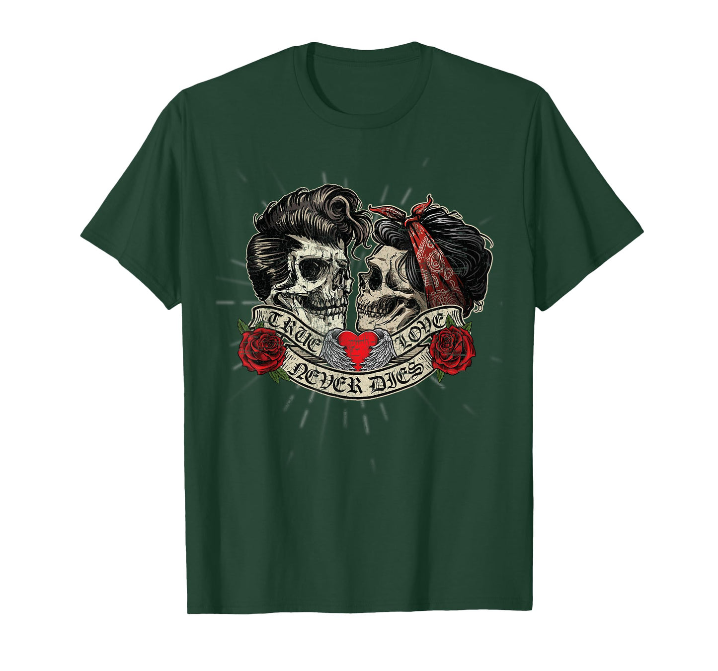 Vintage Retro True Love Never Dies Tattoo Rockabilly T-Shirt