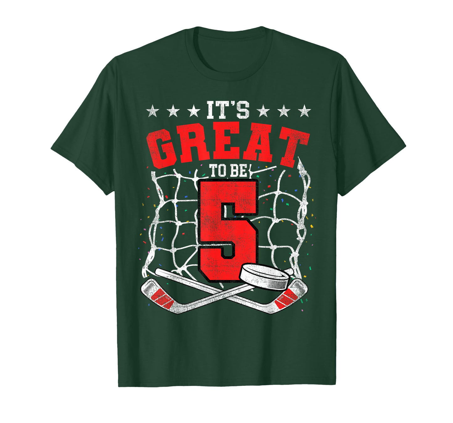 5th Birthday Hockey Lovers It's Great To Be 5 Years Old T-Shirt