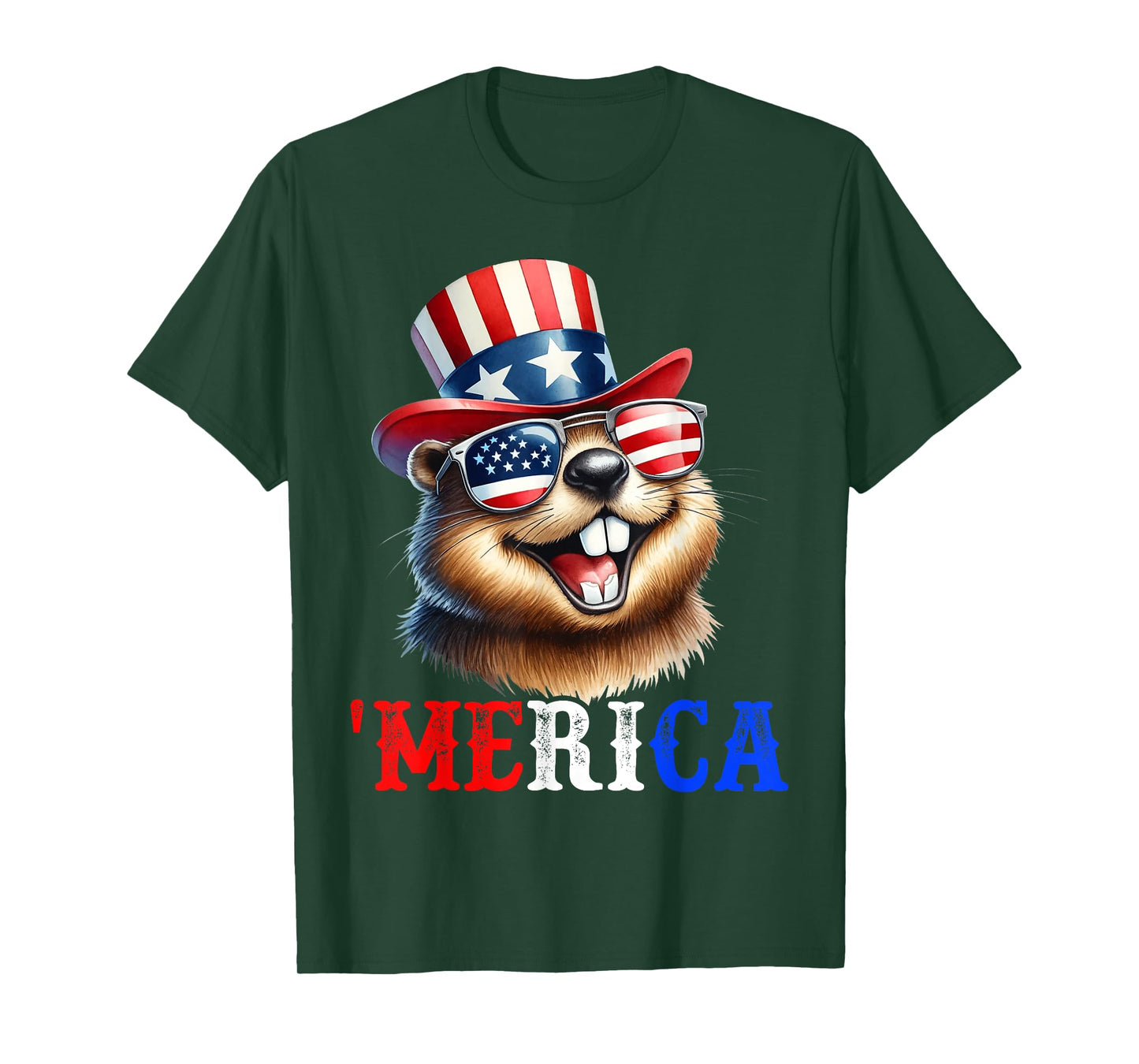 Merica North American Beaver Patriotic 4th of July Men Women T-Shirt