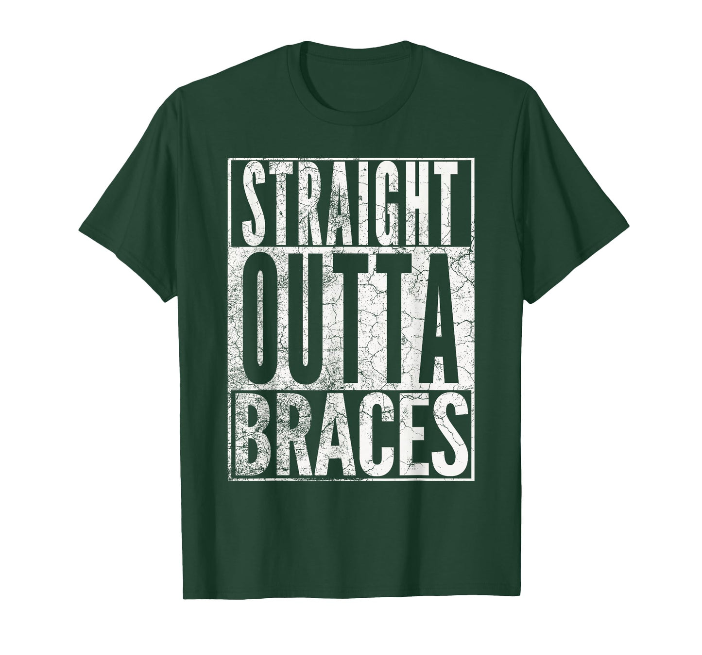 STRAIGHT OUTTA BRACES T SHIRT FUNNY JOKE SMILE TEETH Gift T-Shirt
