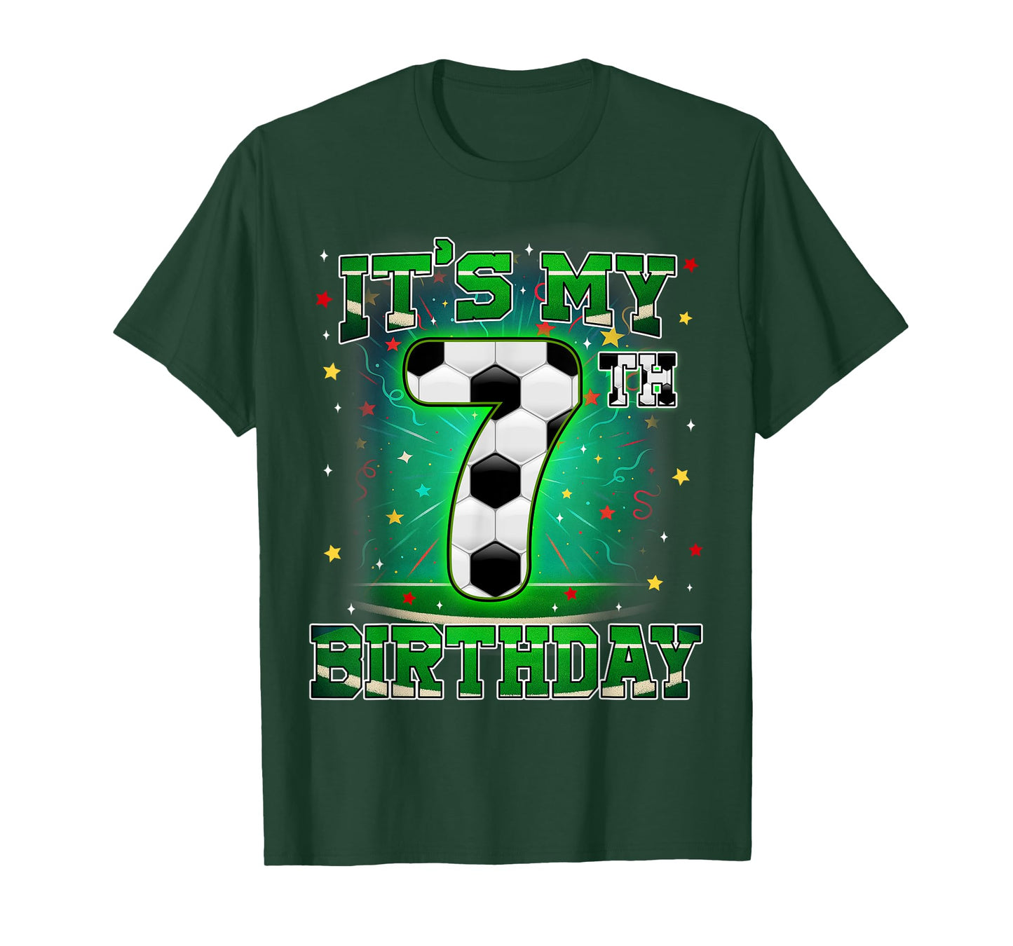 Its My 7th Birthday Boys Soccer 7 Years Old Party Matching T-Shirt