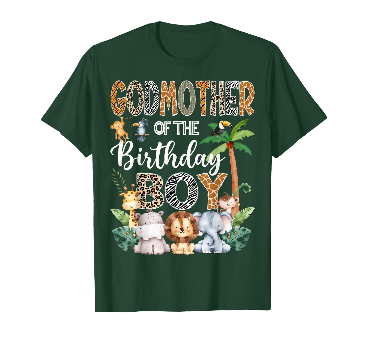 GodMother Of The Birthday Boy Safari Jungle Bday Party T-Shirt