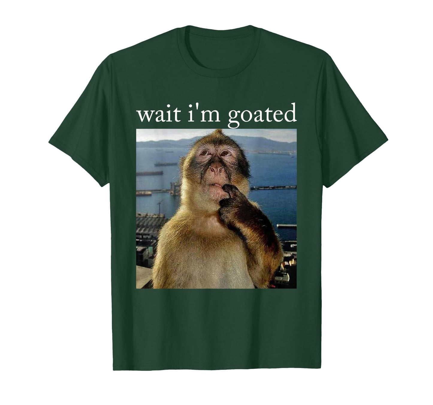 Wait I'm Goated Funny Thinking Monkey Meme Brainrot Gift T-Shirt