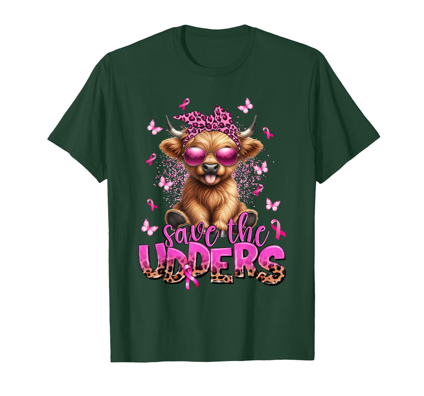 Save The Udders Breast Cancer Awareness Warrior Highland Cow T-Shirt