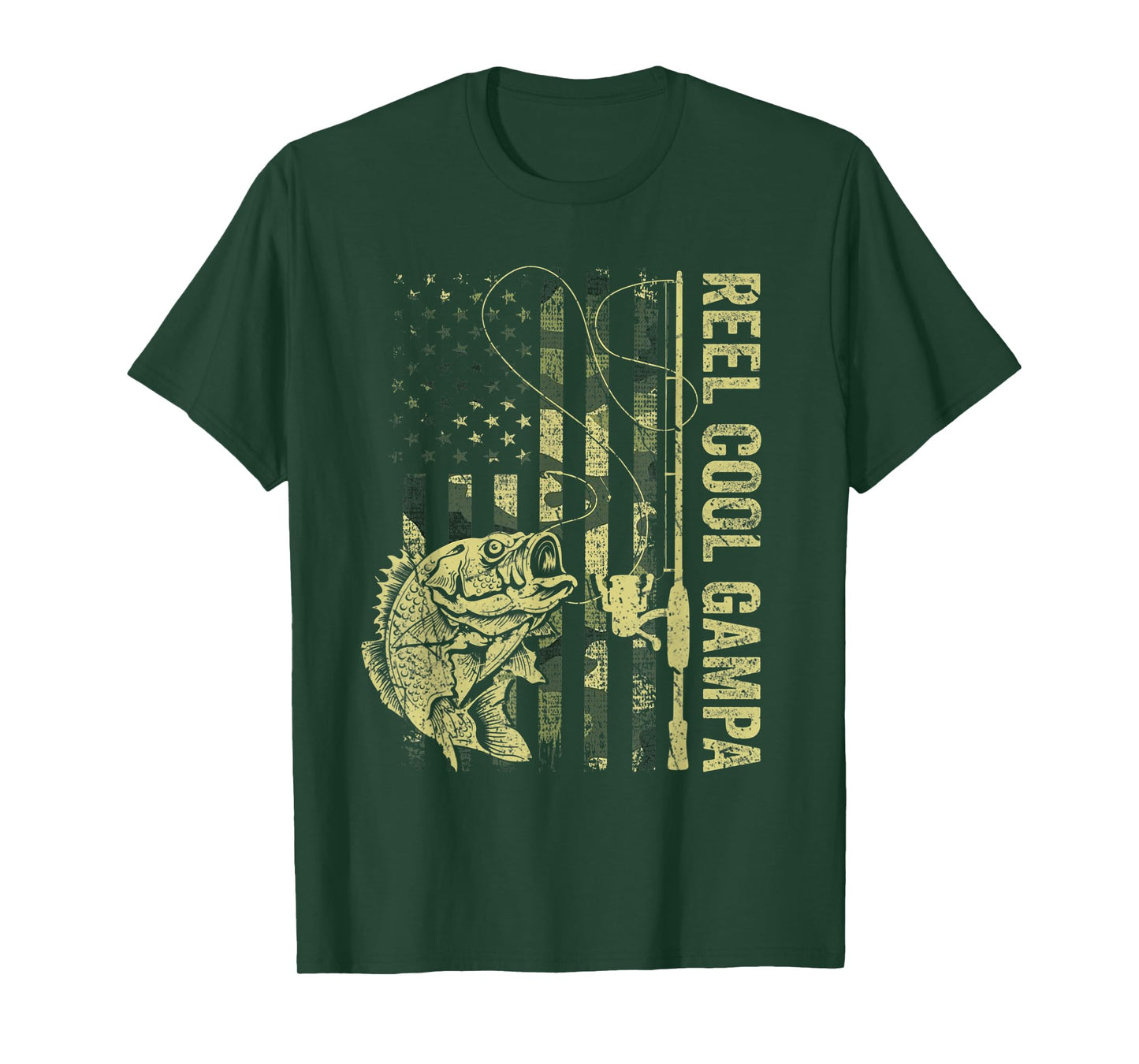 Reel Cool Gampa Camouflage American Flag Fathers Day Men T-Shirt