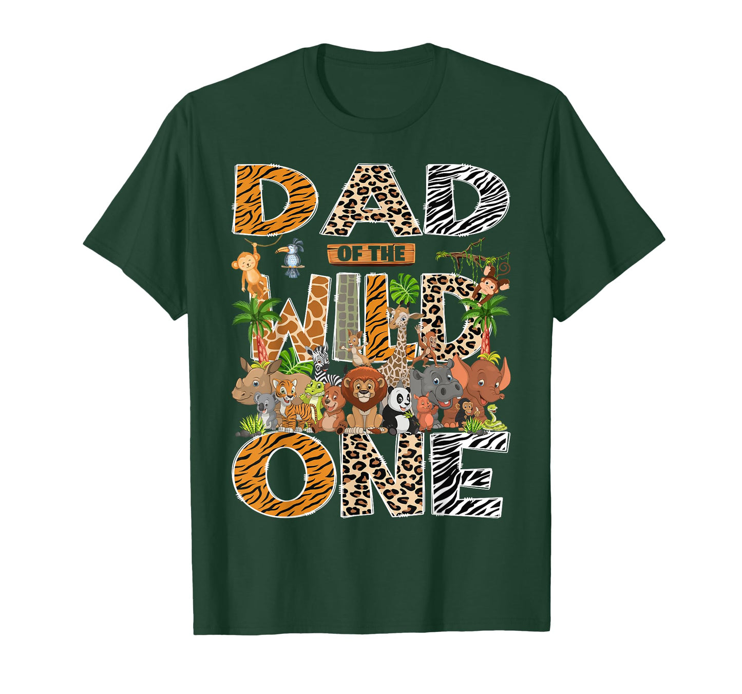 Dad Of The Wild One Safari Zoo Animal 1St Birthday T-Shirt