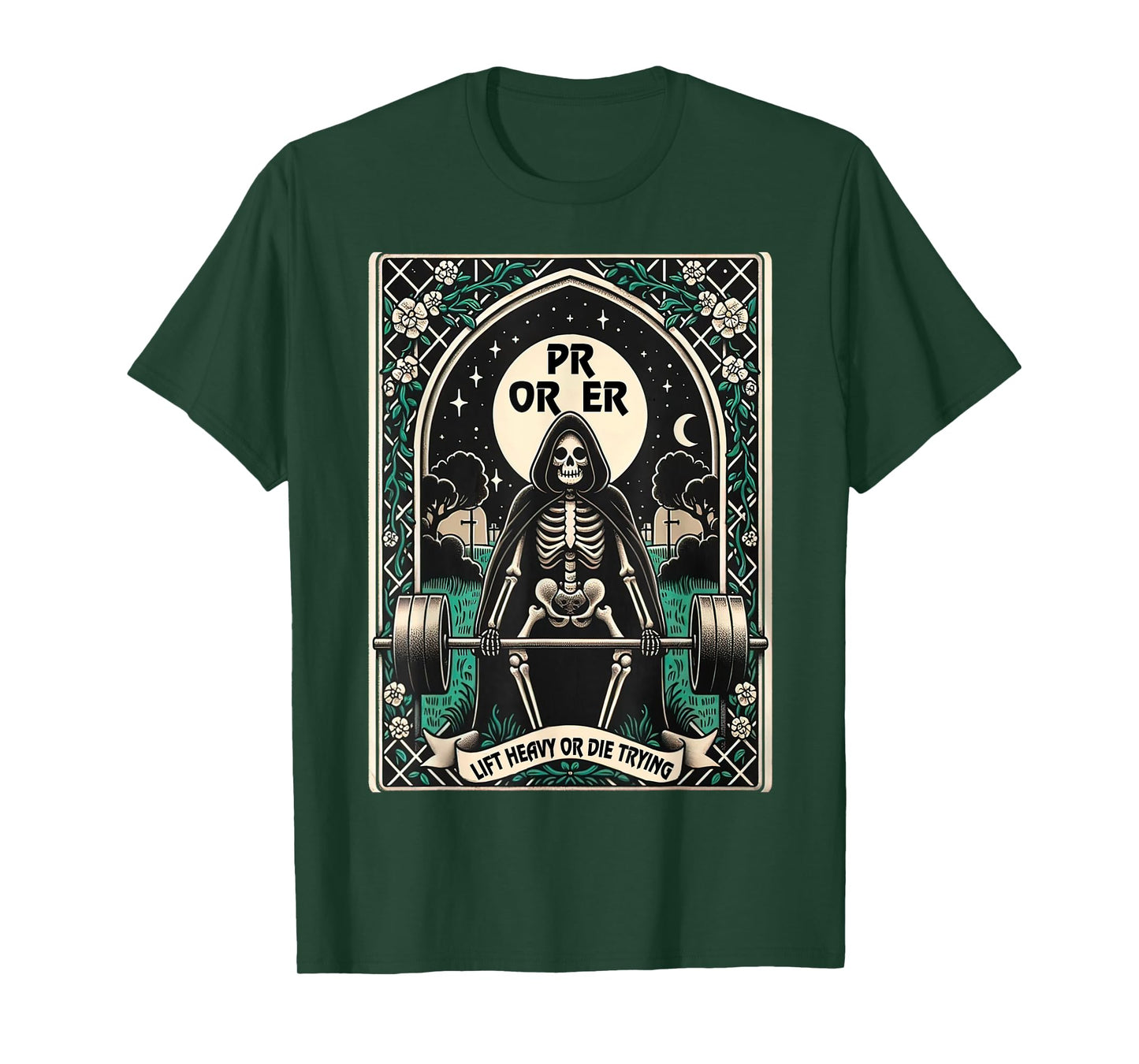 Skeleton Gym, Halloween Pump Cover, PR OR ER Card Tarot Tee T-Shirt