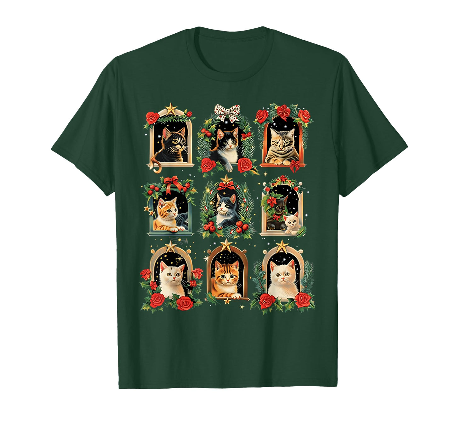 Vintage Kitten Christmas Cats, Cat Mom, Cat Dad Women Men T-Shirt