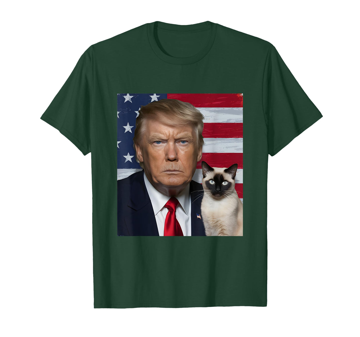 Funny Trump And Siamese Cat Political USA Flag Election 2024 T-Shirt