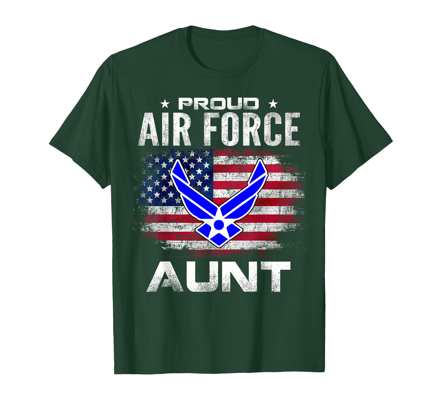 Proud Air Force Aunt With American Flag Gift Veteran T-Shirt