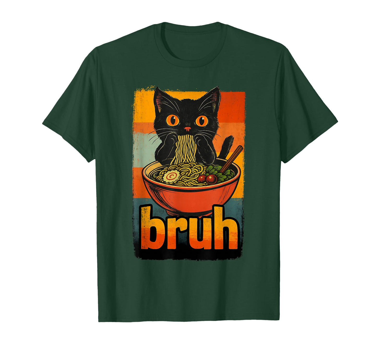 Funny Cat Eating Japanese Ramen Noodles Gifts Men Women Kid T-Shirt