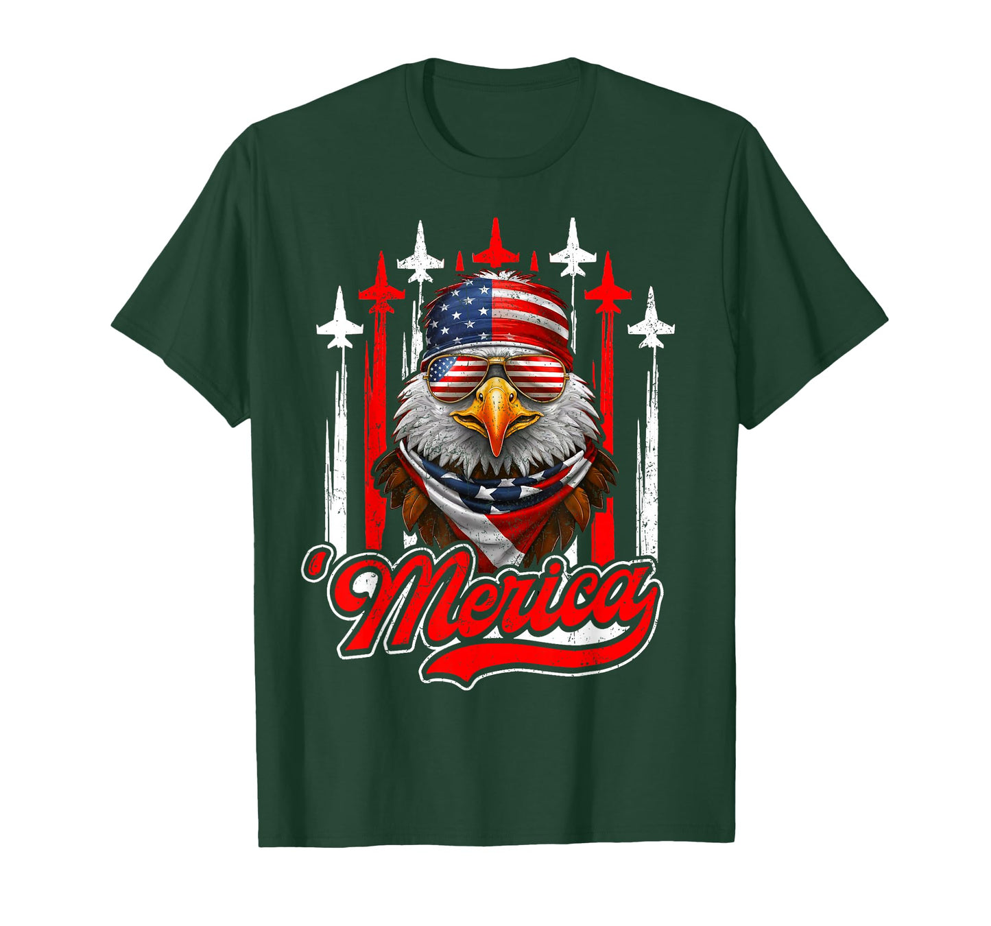 Merica Eagle Airplane 4th Of July American Flag Patriotic T-Shirt