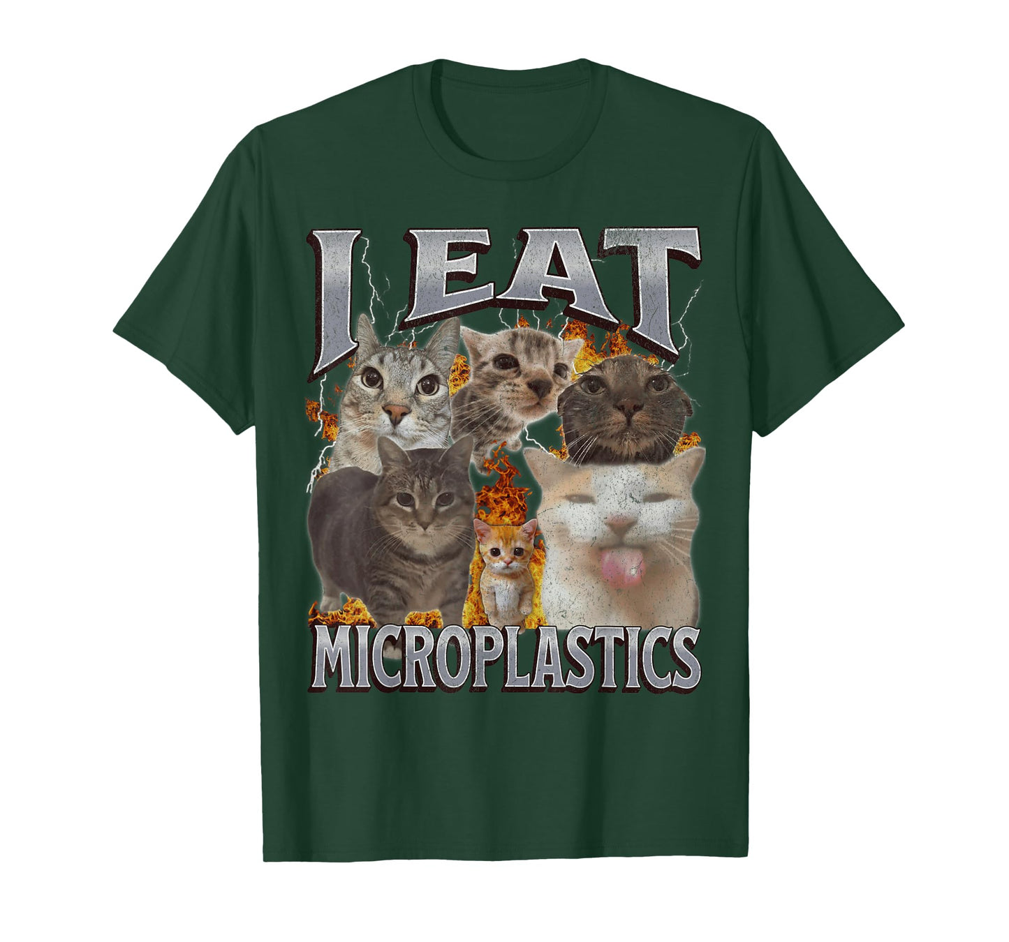 I Eat Microplastics Funny Cat Meme Bootleg Graphic T-Shirt for Men Women