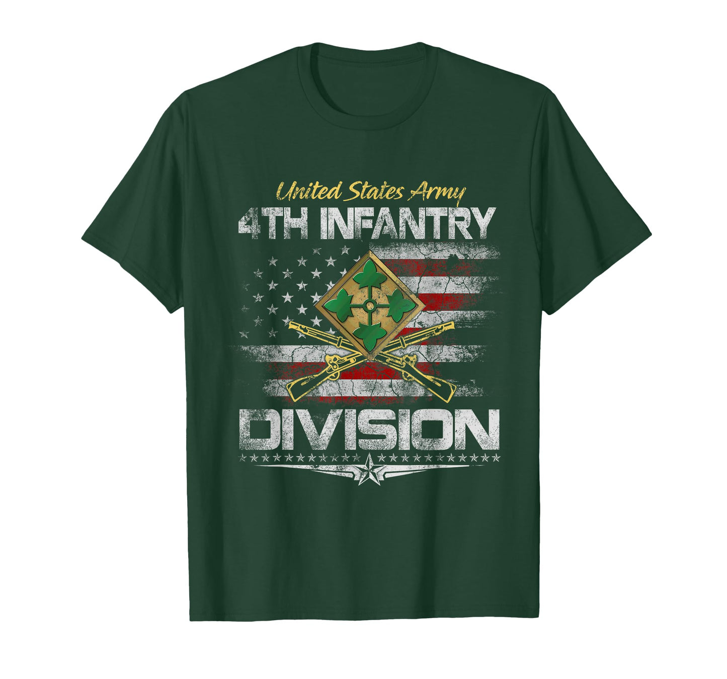 USA 4th Infantry Division Veteran Shirt Vintage Veterans Day T-Shirt