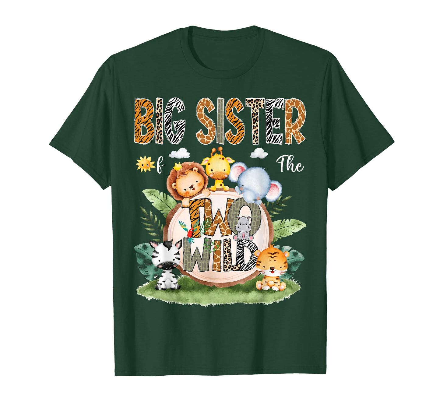 Big Sister Of The Two Wild 2Nd Birthday Safari Animal Lover T-Shirt