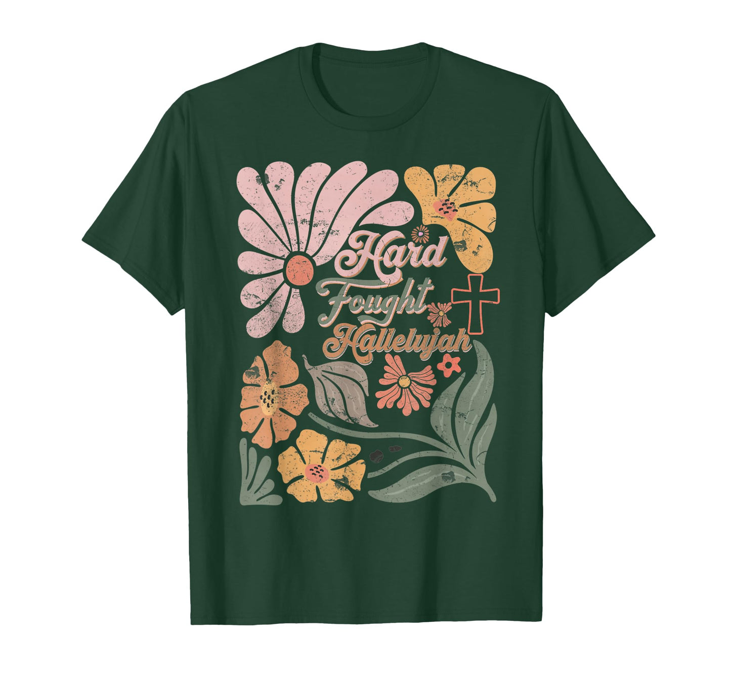Boho Retro Christian Hard Fought Hallelujah Men Women T-Shirt