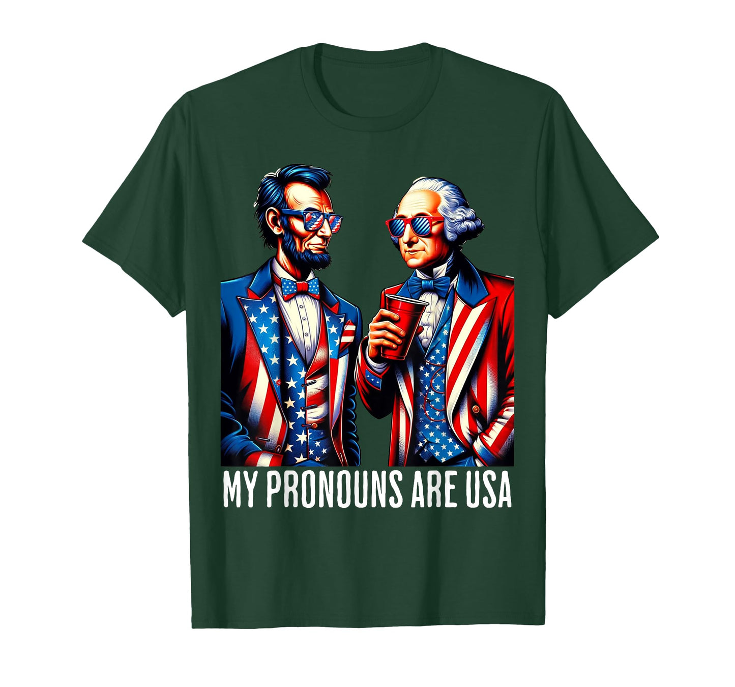 Funny Lincoln Washington 4th Of July Patriotic Pronouns USA T-Shirt