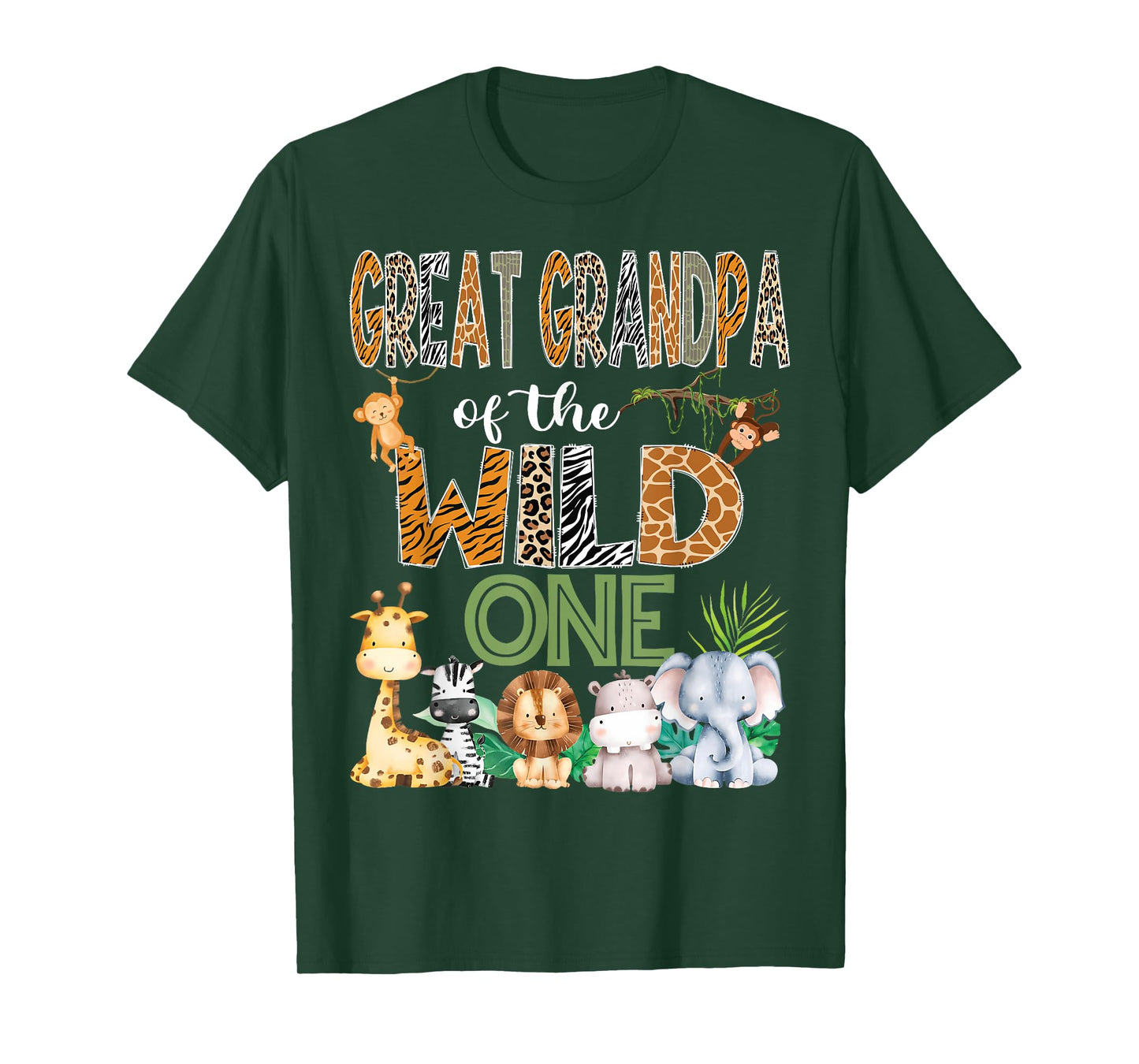 Great Grandpa Of The Wild One 1St Birthday Safari Zoo Jungle T-Shirt